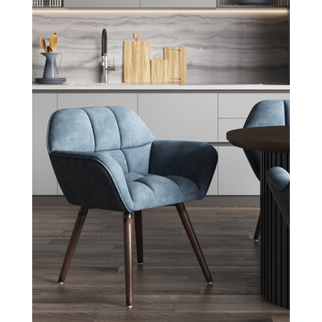 Кресло Брайан замша глубокий синий NC на деревянных ножках