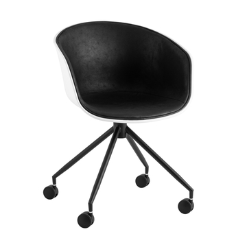 Кресло офисное LIBRA пластик белый экокожа черная на колесиках