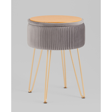 Пуф-столик Астор серый на высоких золотых ножках