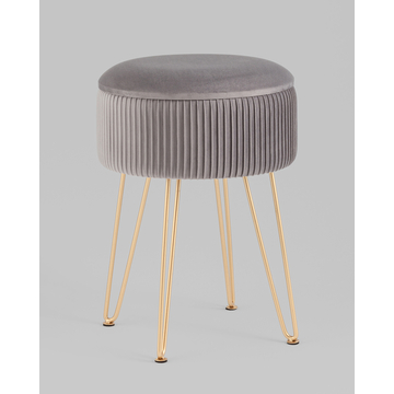 Пуф-столик Астор серый на высоких золотых ножках