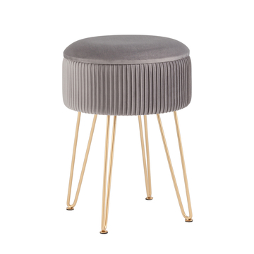 Пуф-столик Астор серый на высоких золотых ножках