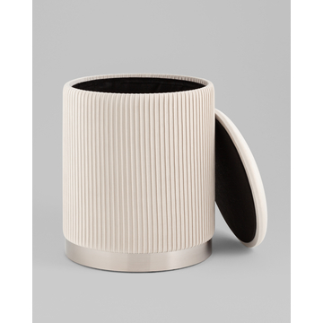 Пуф Шарлотта с ящиком велюр бежевый серебро основание