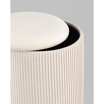 Пуф Шарлотта с ящиком велюр бежевый серебро основание