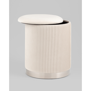 Пуф Шарлотта с ящиком велюр бежевый серебро основание