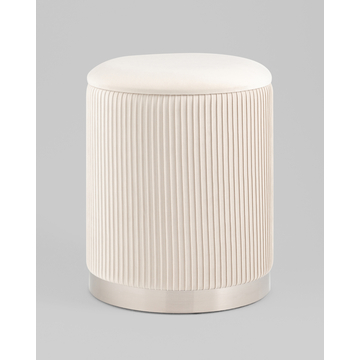 Пуф Шарлотта с ящиком велюр бежевый серебро основание