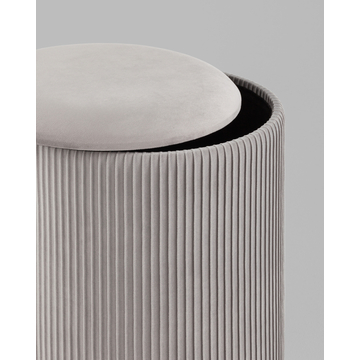 Пуф Шарлотта с ящиком велюр серебристый серебро основание