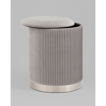 Пуф Шарлотта с ящиком велюр серебристый серебро основание