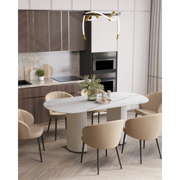 Стол обеденный овальный Opera 180х90 белый