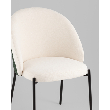 Стул обеденный Adelinde бежевый с зеленой экокожей