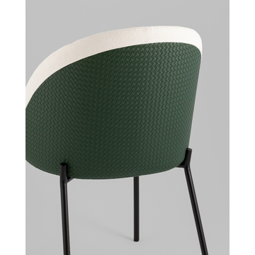 Стул обеденный Adelinde бежевый с зеленой экокожей