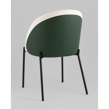 Стул обеденный Adelinde бежевый с зеленой экокожей