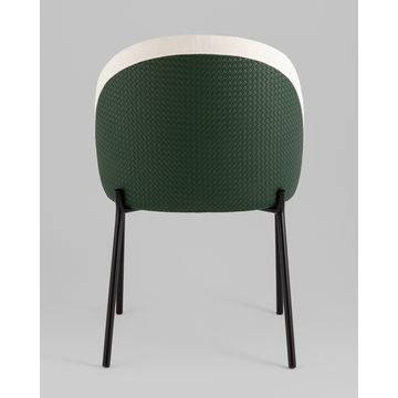 Стул обеденный Adelinde бежевый с зеленой экокожей