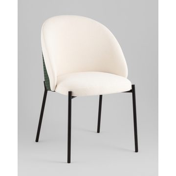 Стул обеденный Adelinde бежевый с зеленой экокожей