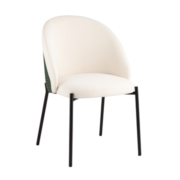 Стул обеденный Adelinde бежевый с зеленой экокожей