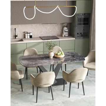 Стол обеденный Аврора 180*90 керамика черная