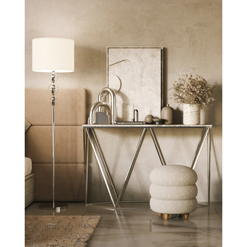 Пуф с ящиком Винни L тедди белый на деревянных ножках