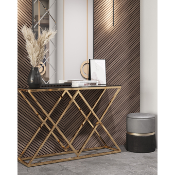Консоль ИНСИГНИЯ 115*30 золото стекло smoke