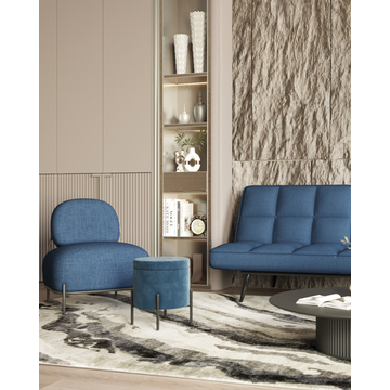 Кресло Стоун рогожка синий без подлокотников