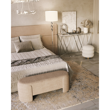 Пуф с ящиком Винни L тедди белый на деревянных ножках