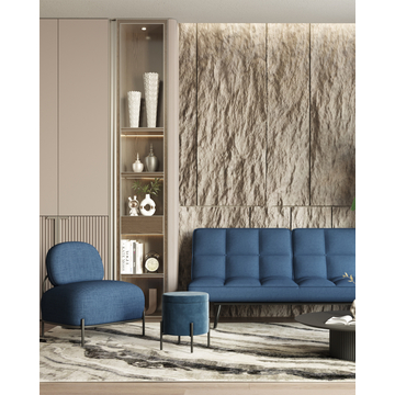 Кресло Стоун рогожка синий без подлокотников