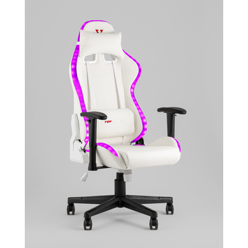 Кресло спортивное с подсветкой TopChairs GMM-080 белый на черной базе