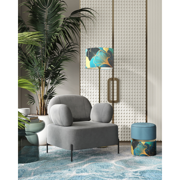 Кресло Кэнди с подлокотниками низкое велюр серый