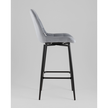 Стул барный Флекс с поворотным механизмом велюр велютто серый