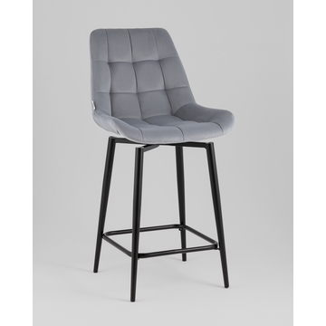 Стул полубарный Флекс с поворотным механизмом велюр велютто серый