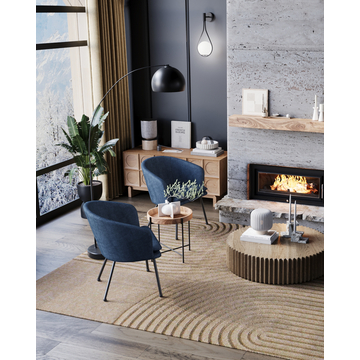 Кресло Декстер синее черные металлические ножки