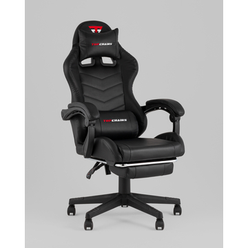 Кресло спортивное TopChairs Prophet с оттоманкой черный
