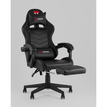 Кресло спортивное TopChairs Prophet с оттоманкой черный