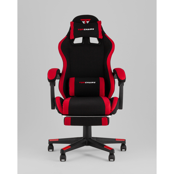 Кресло спортивное TopChairs Prophet с оттоманкой ткань черно-красный