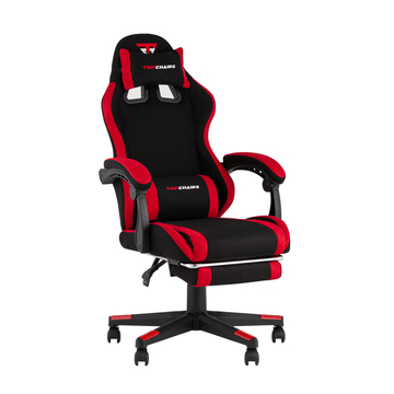 Кресло спортивное TopChairs Prophet с оттоманкой ткань черно-красный