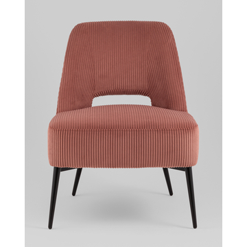 Кресло лаунж Бостон велюр рельефный коралловый