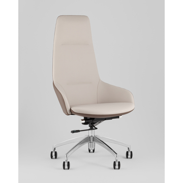 Кресло руководителя TopChairs Soulo светло-серый, коричневый