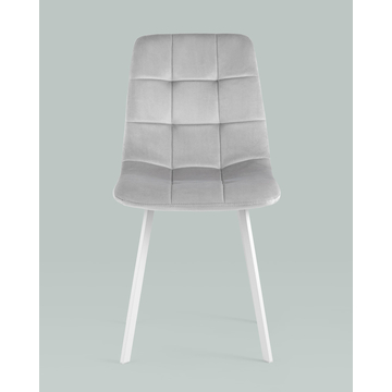 Стул Chilly велюр серебристый белые ножки