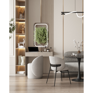 Пуф Loreen со спинкой вращающийся букле светло-серый