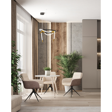 Стул обеденный Waldo молочный c бежевой экокожей