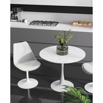 Стол Tulip D80 белый круглый на одной ножке