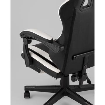 Кресло спортивное TopChairs Prophet с оттоманкой черно-белый