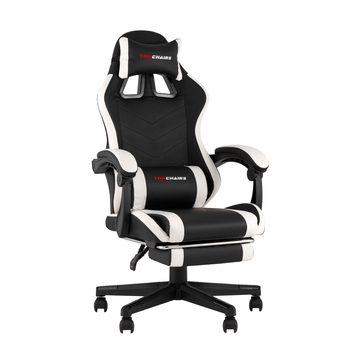 Кресло спортивное TopChairs Prophet с оттоманкой черно-белый