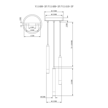 Светильник подвесной Moderli V11410-3P Stick