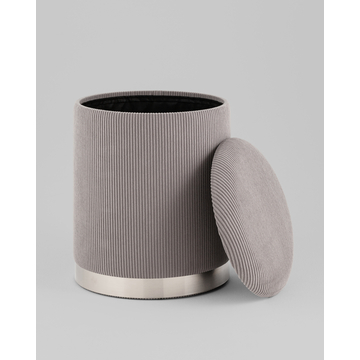 Пуф Эмили с ящиком серебро вельвет серый