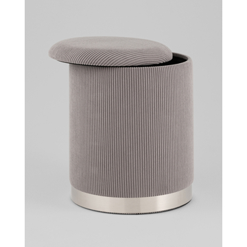 Пуф Эмили с ящиком серебро вельвет серый
