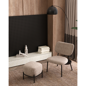 Пуф Стоун ткань букле серо-бежевый