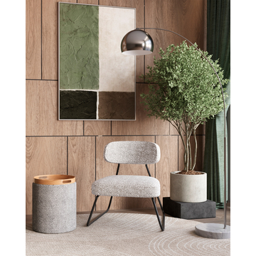 Пуф-столик с ящиком Хюгге S букле серый