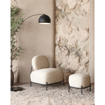 Пуф Стоун ткань букле молочный