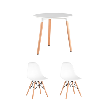 Обеденная группа стол круглый DST NEW D=80, 2 стула белые