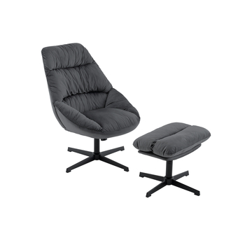 Кресло Оррелл серый с оттоманкой