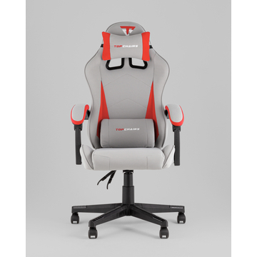 Кресло спортивное TopChairs Phantom ткань серо-красный